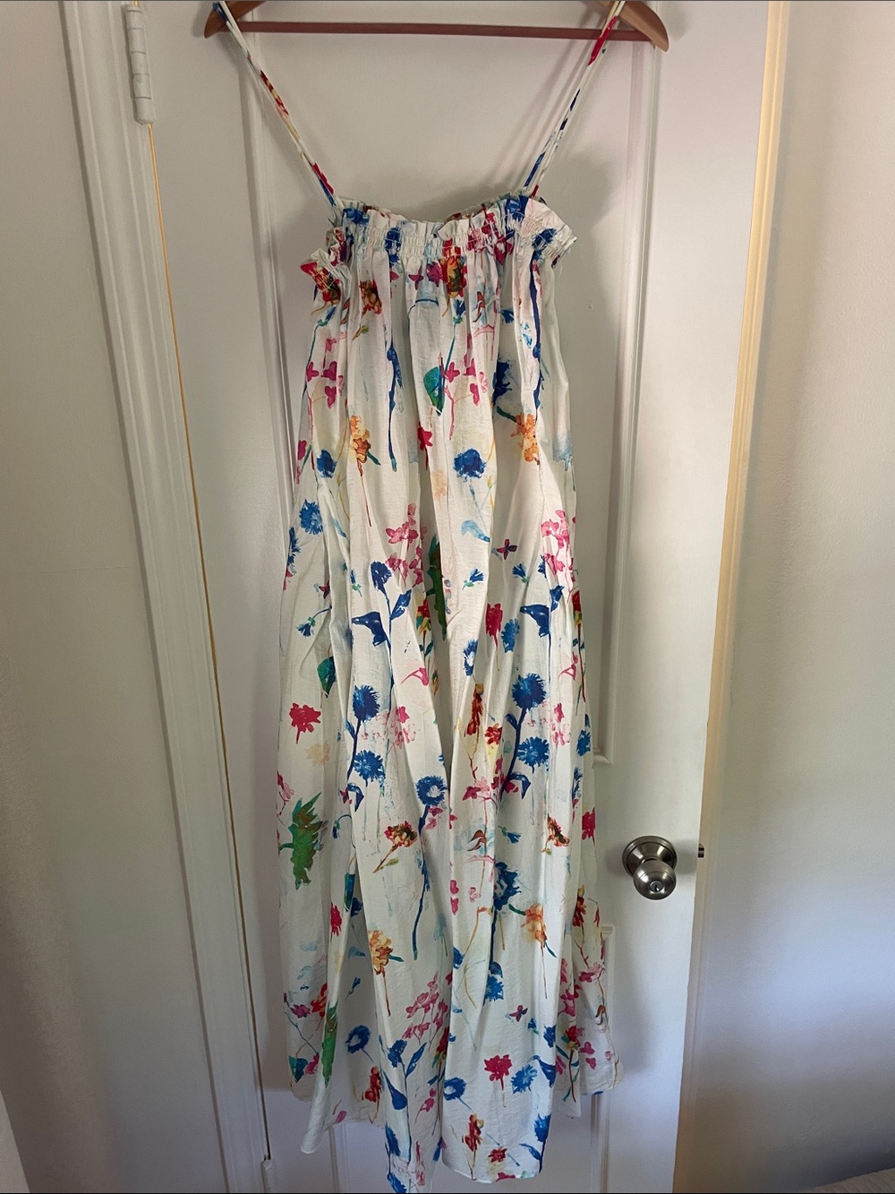 & Other Stories White Maxi Dress with Colorful Floral Accents